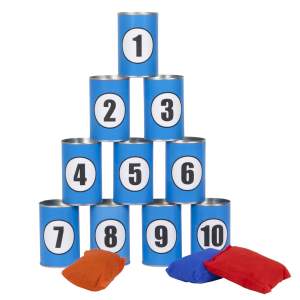 outdoor play throwing cans